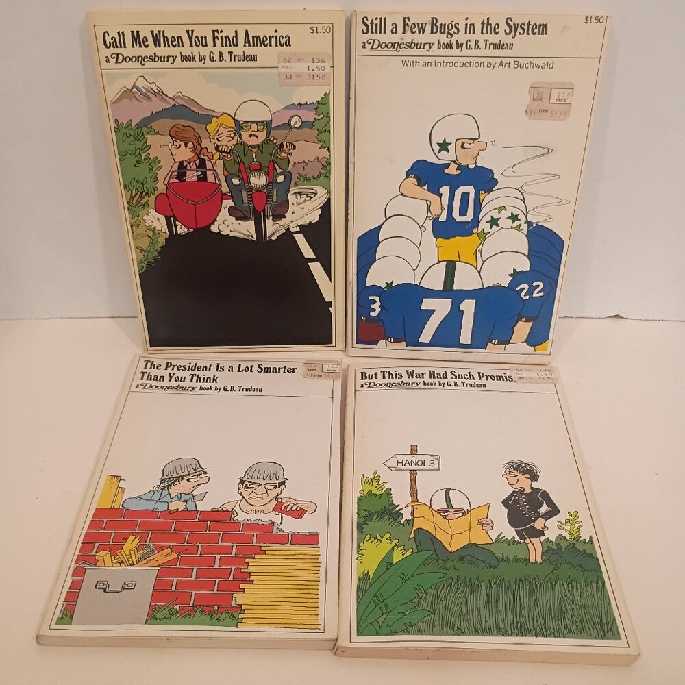 Set of 4 Books 1970s DOONESBURY by G.B. Trudeau Cartoon Collection Paperbacks
